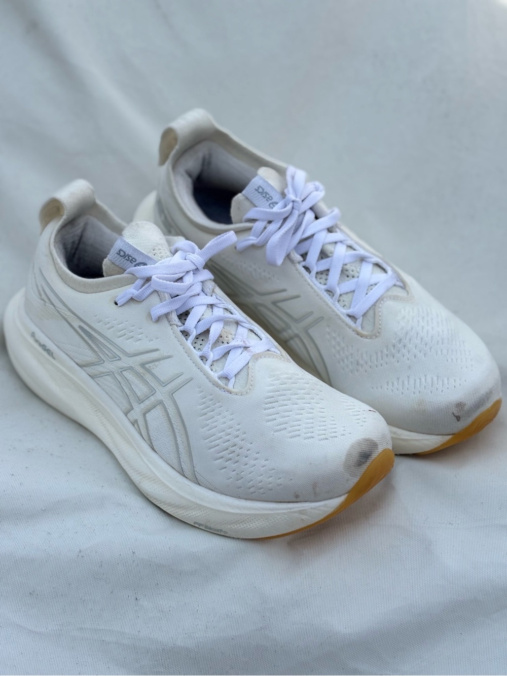 Asics Cream/White Lightweight Knit Athletic Sneakers